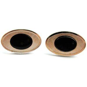 Dante Black Brushed Oval Cufflinks Silver Tone Tux Shirt Dress Suit Vintage